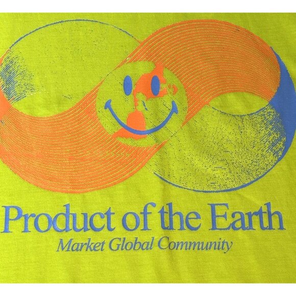 Market Studios "Product Of The Earth" Yellow‎ Green Cotton Tee Mens Size Medium - Picture 3 of 7